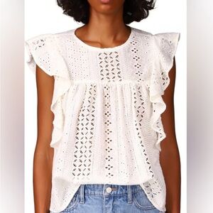Sanctuary White Flutter Sleeve Blouse